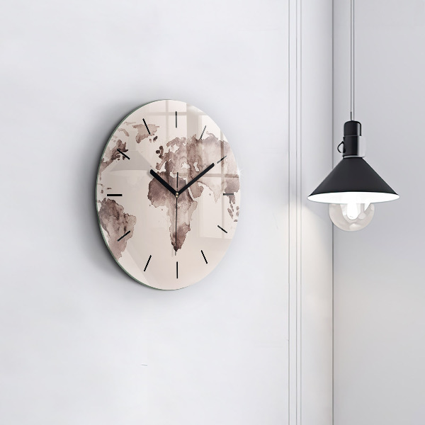 Kerek fali üvegóra Akvarell világtérkép