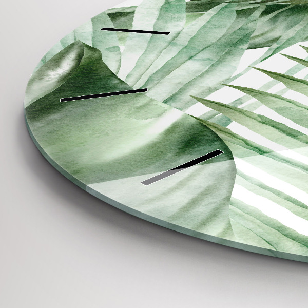 Kerek fali üvegóra Festett növényi levelek