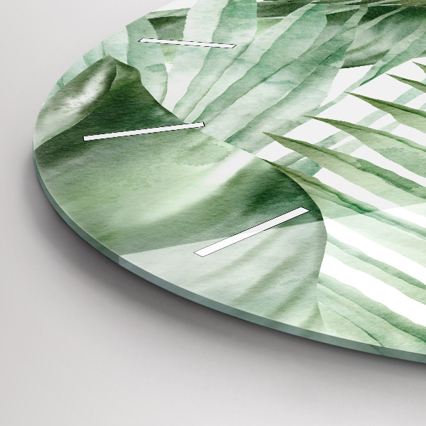 Kerek fali üvegóra Festett növényi levelek