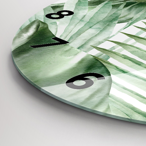 Kerek fali üvegóra Festett növényi levelek