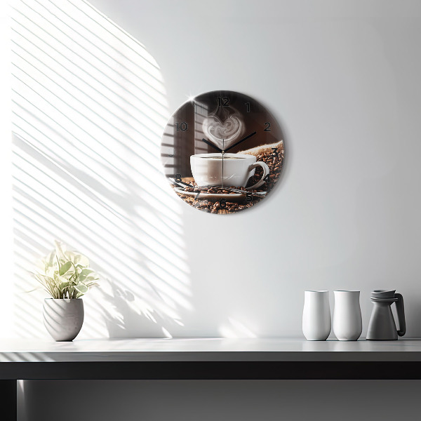 Kerek fali üvegóra Egy csésze kávét