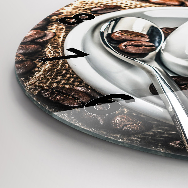 Kerek fali üvegóra Csésze és kávébab