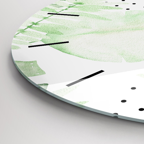 Kerek fali üvegóra Zöld levelek