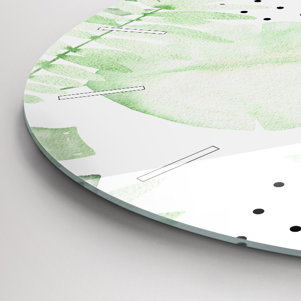 Kerek fali üvegóra Zöld levelek