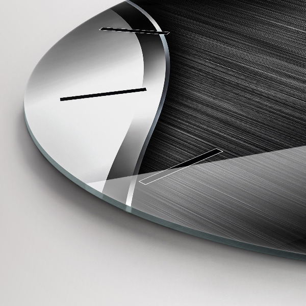 Kerek fali üvegóra Fekete és ezüst vonalak