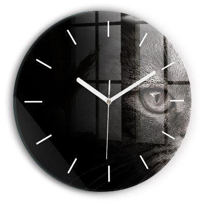 Kerek fali üvegóra Scottish Fold kutya és macska