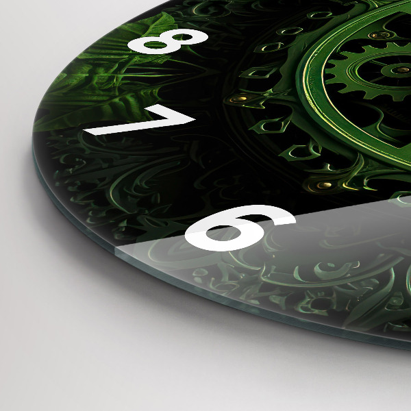 Kerek fali üvegóra Zöld mechanizmus