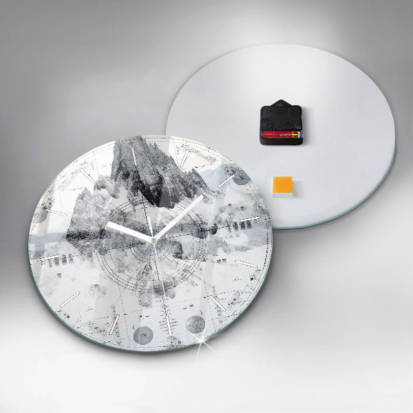 Kerek fali üvegóra Rajzfilm hegyek