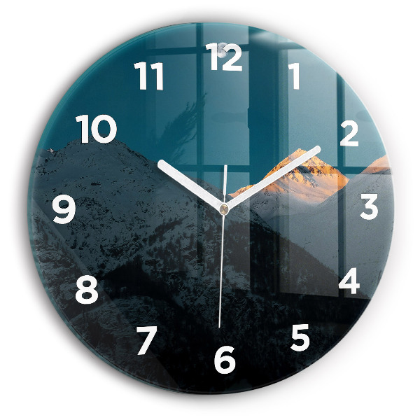 Kerek fali üvegóra Naplemente a hegyekben