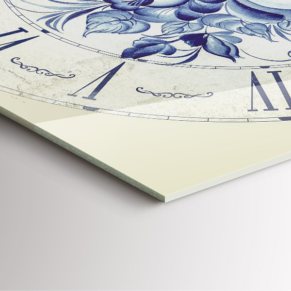 Szögletes üvegóra Kék virágok