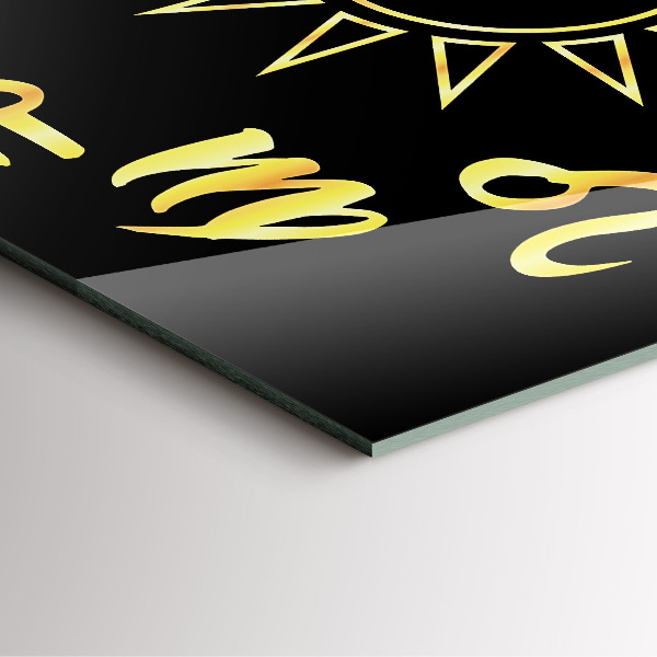 Szögletes üvegóra Arany csillagjegyek fekete háttéren.