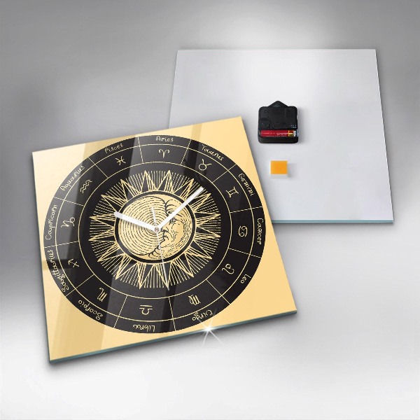 Szögletes üvegóra Zodiákusok és a Nap
