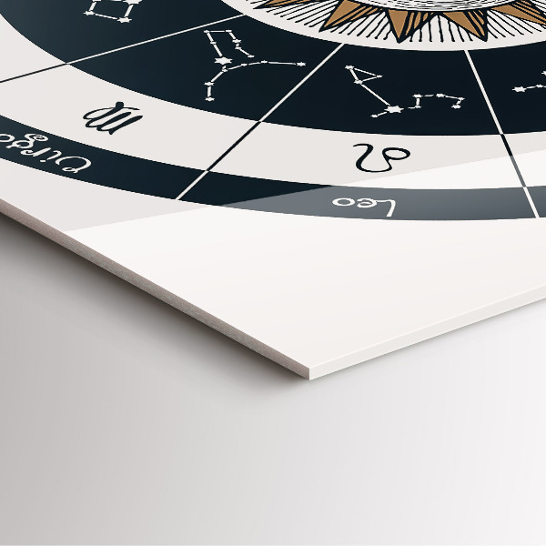 Szögletes üvegóra Állatövi csillagképek kék háttéren