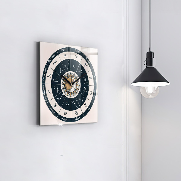 Szögletes üvegóra Állatövi csillagképek kék háttéren