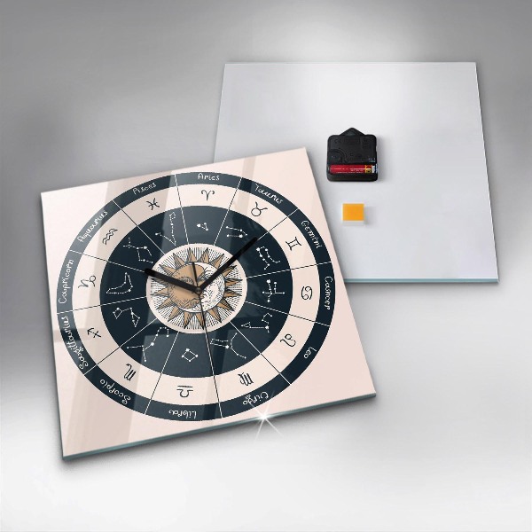 Szögletes üvegóra Állatövi csillagképek kék háttéren