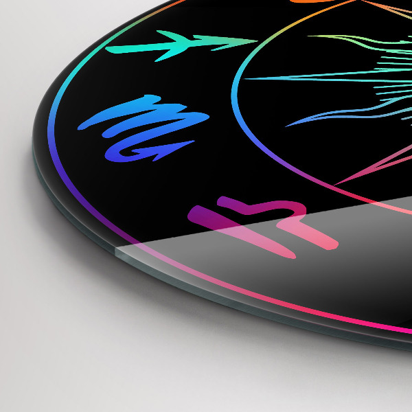 Kerek üvegóra Szivárványos állatövi jegyek és a nap