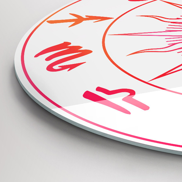 Kerek üvegóra Színes állatövi jelek