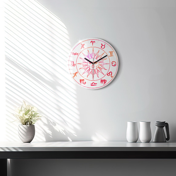 Kerek üvegóra Színes állatövi jelek